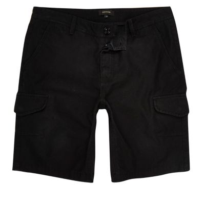 Black relaxed fit cargo shorts